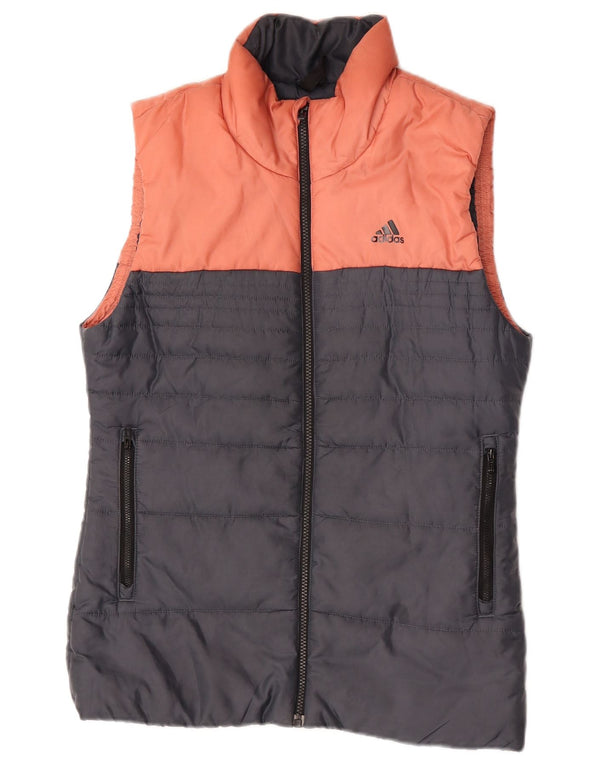 Adidas Chaleco acolchado para mujer UK 10 Pequeño gris Colorblock Poliéster