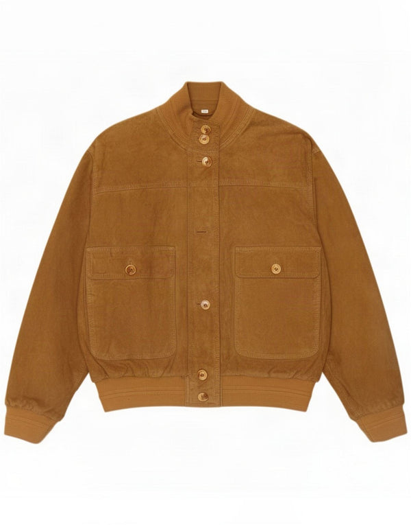 Vintage mujer ante bomber chaqueta IT 44 cuero beige medio