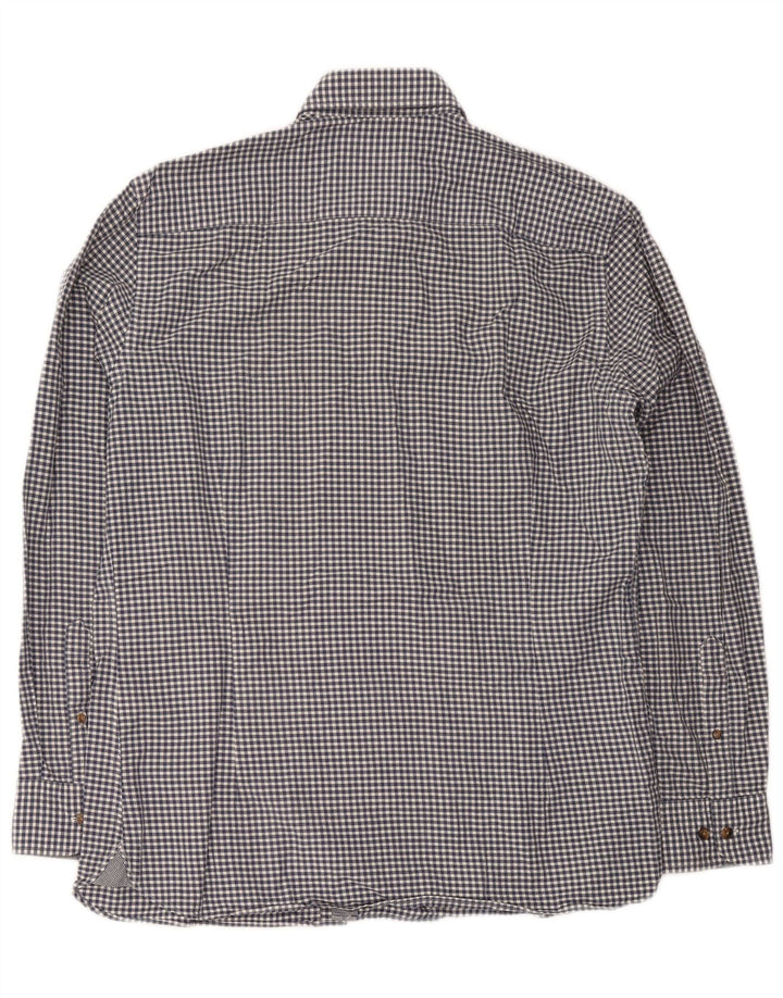 Hackett Camisa para hombre grande de algodón a cuadros azul marino