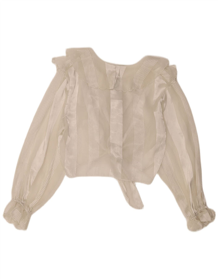Vintage mujeres ver a través de crop top Reino Unido 10 rayas blancas medianas
