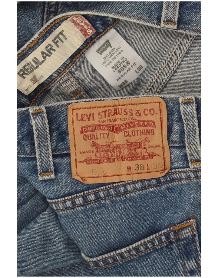 Levi's Vaqueros rectos de corte regular 505 para hombre W38 L30 Algodón azul