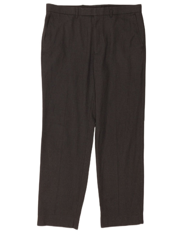 Marks & Spencer Pantalón de traje recto para hombre W34 L31 Poliéster gris