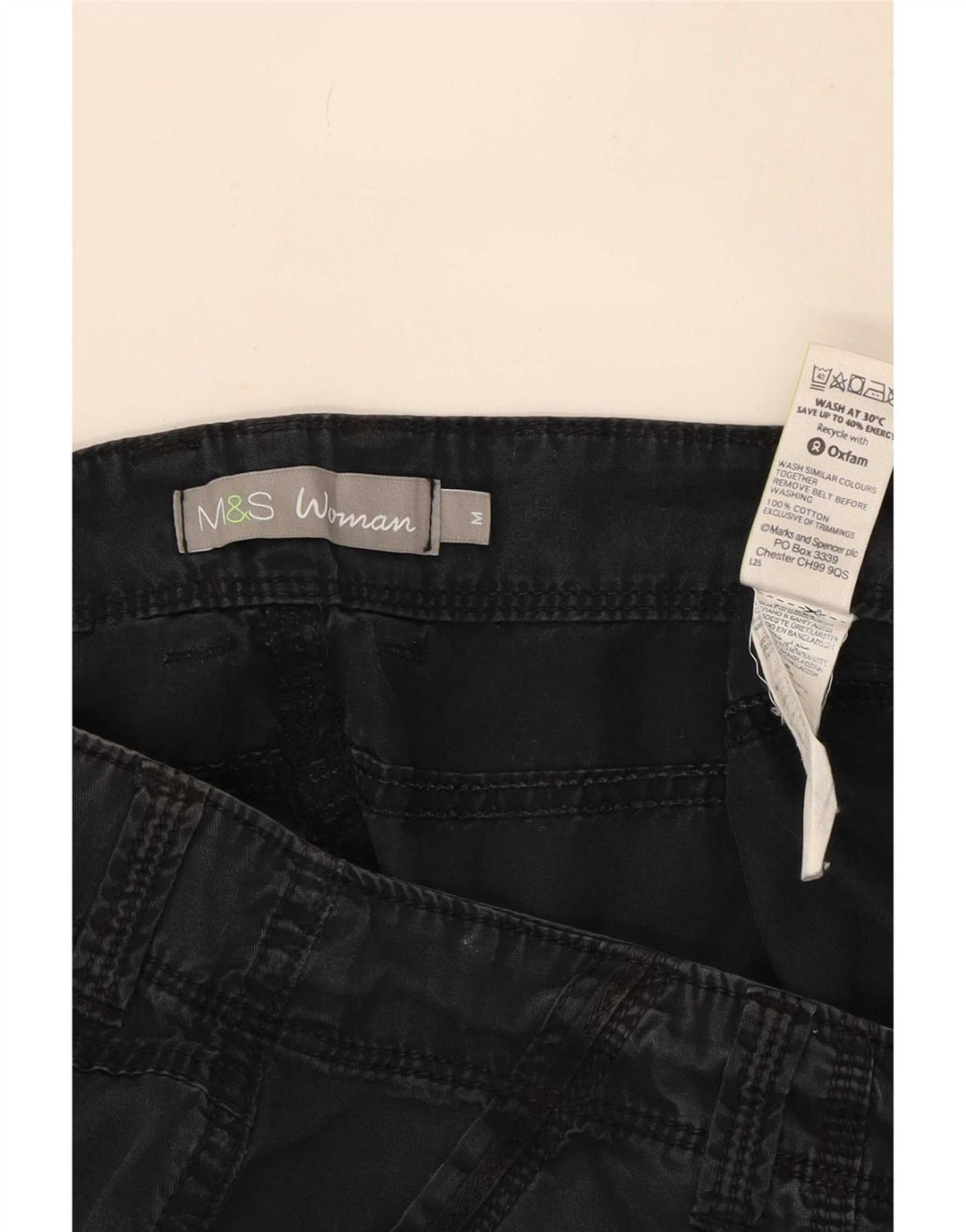 Marks & Spencer Pantalones Cargo Rectos para Mujer Medianos W34 L30 Algodón Negro