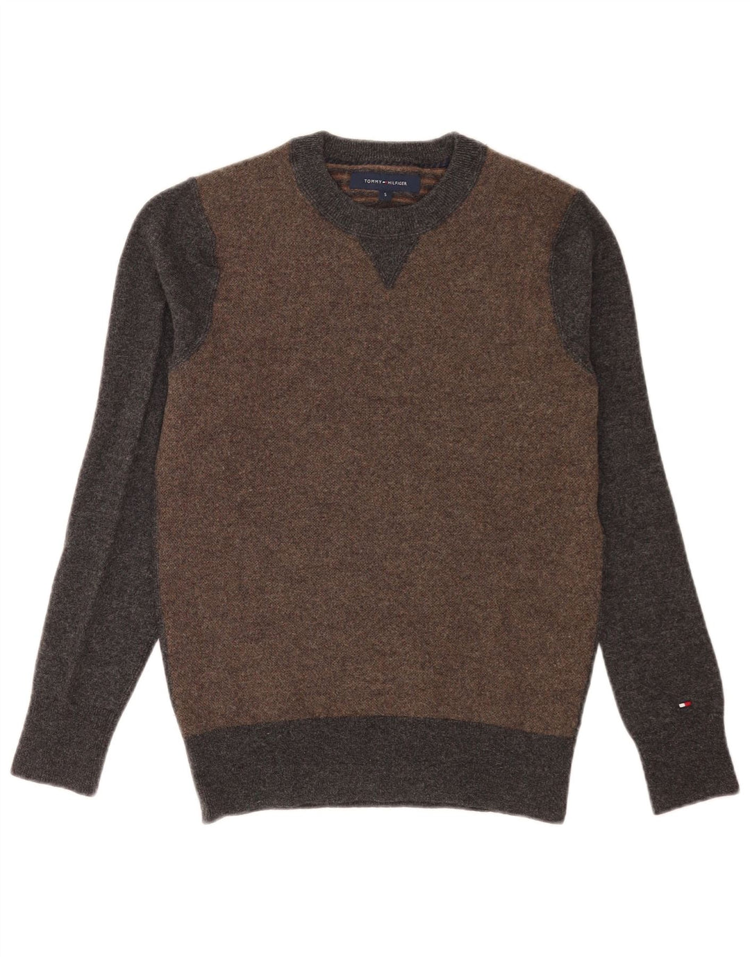 Tommy Hilfiger Jersey De Cuello Redondo Para Hombre Pequeño Gris Colorblock