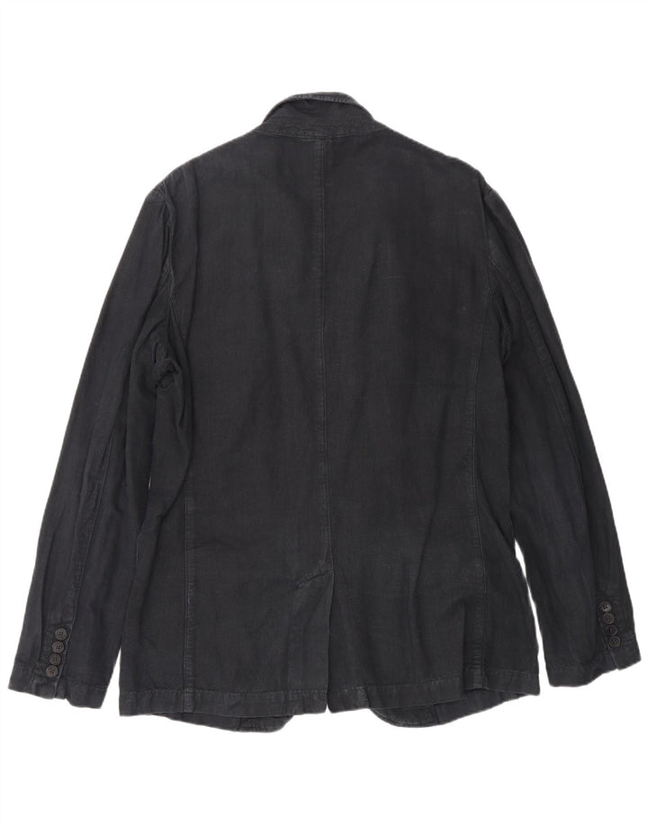 Zara Chaqueta tipo blazer de 3 botones para hombre UK 40 Large Lino azul marino