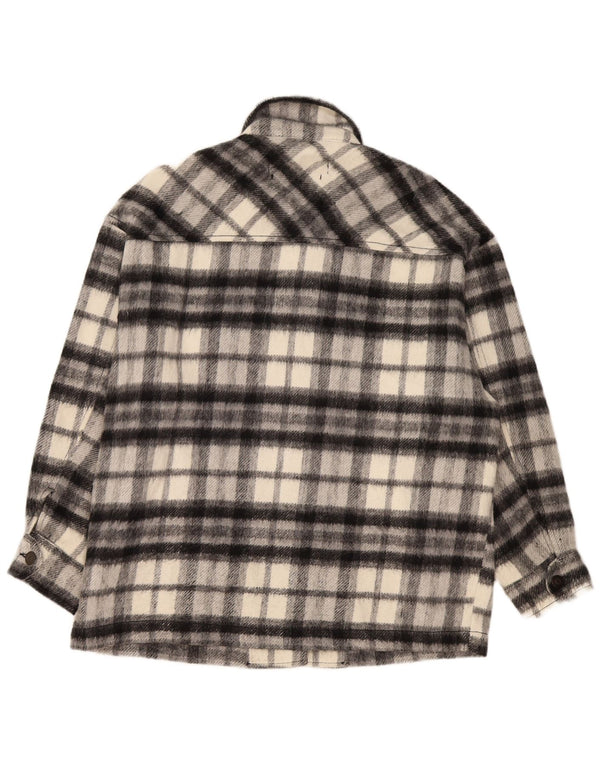 Zara Mujer Camisa Oversize De Franela UK 10 Small Grey Check