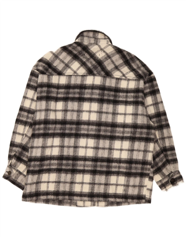 Zara Mujer Camisa Oversize De Franela UK 10 Small Grey Check