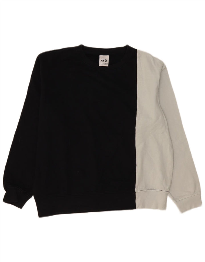 Zara Hombre Sudadera Jumper Medium Negro Colorblock