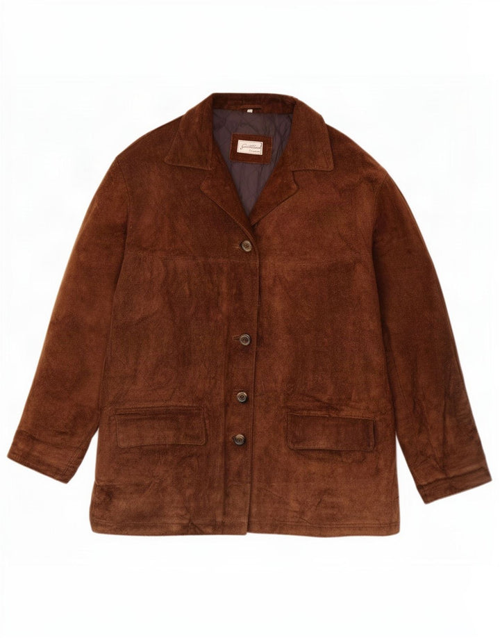 Vintage mujer chaqueta de ante de gran tamaño IT 42 Marrón Medio