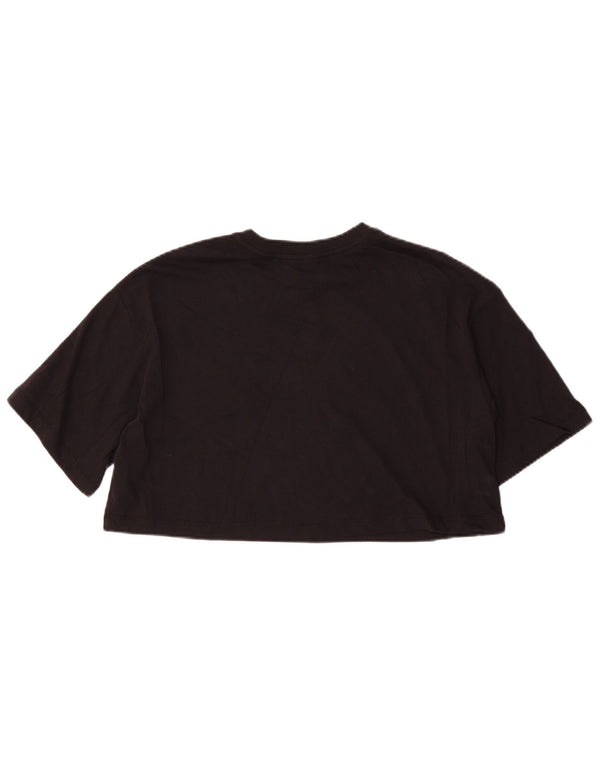 NIKE Womens Crop T-Shirt Top UK 14 Medium Black Cotton