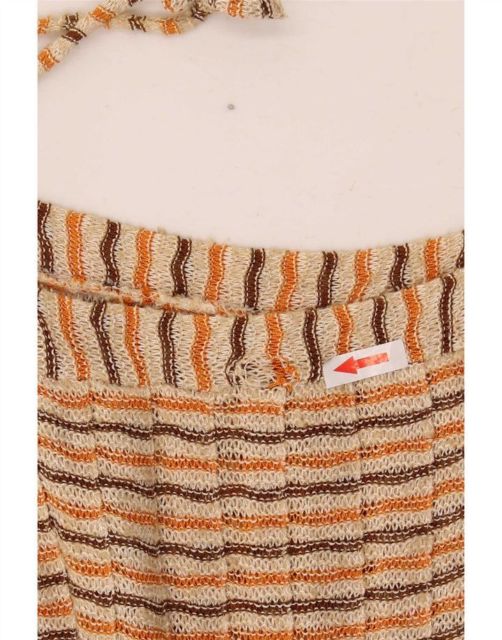 Vintage mujer punto slip vestido Reino Unido 12 medio multicolor rayas