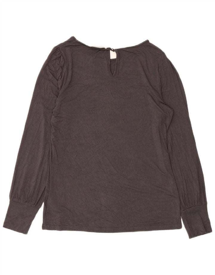 Oasis Blusa de manga larga para mujer UK 10 Small Grey Viscosa