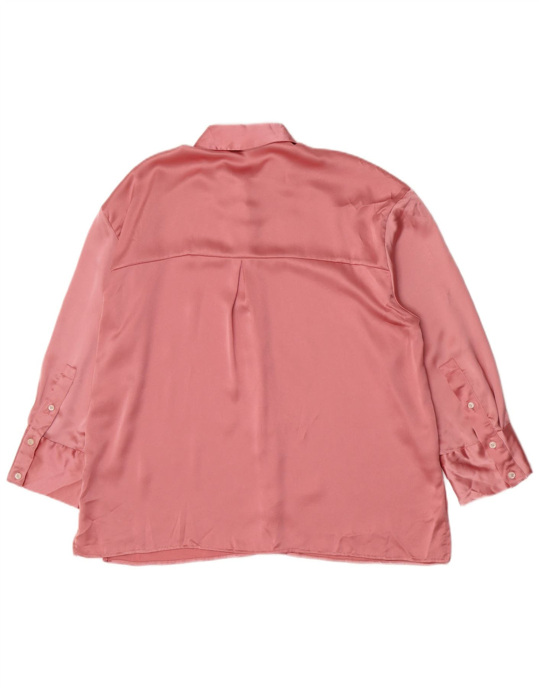Zara Mujer Blusa Camisa Extragrande UK 44 Poliéster Rosa Medio