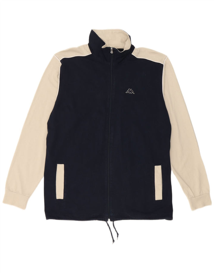 Kappa Hombre Chándal Top Chaqueta Grande Azul Marino Colorblock Algodón