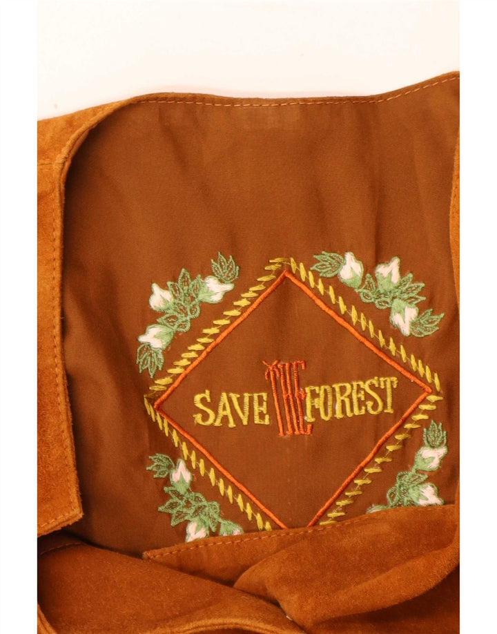 Save The Forest Chaleco de ante corto para mujer IT 44 Marrón medio
