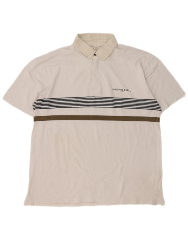 Murphy & Nye Polo de rugby para hombre Sailmakers, talla 2XL, algodón a rayas blancas