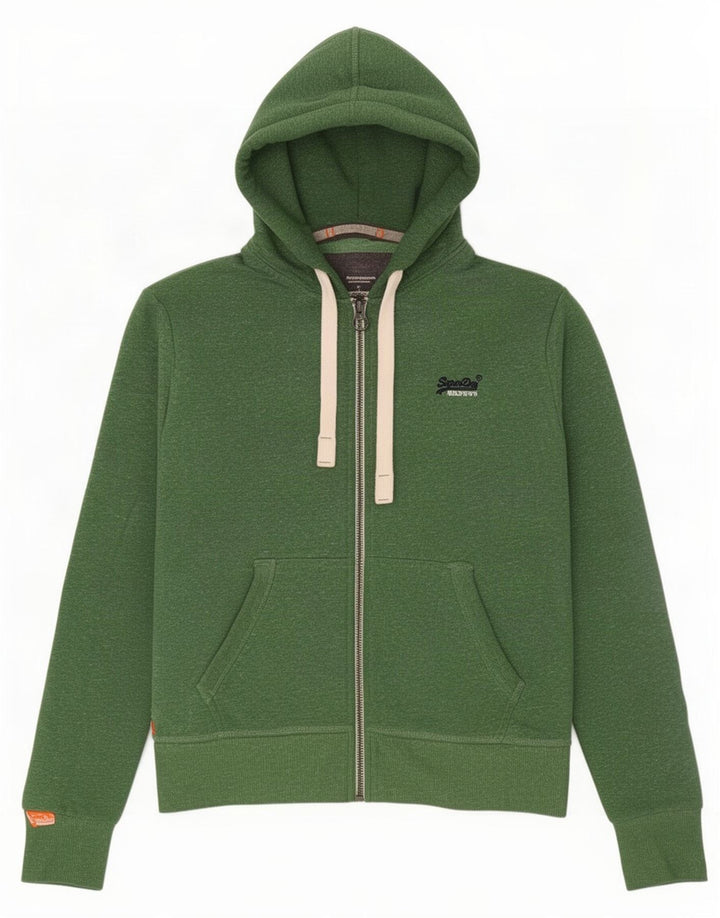 Superdry Hombre Sudadera Con Capucha Y Cremallera Poliéster Moteado Verde Medio