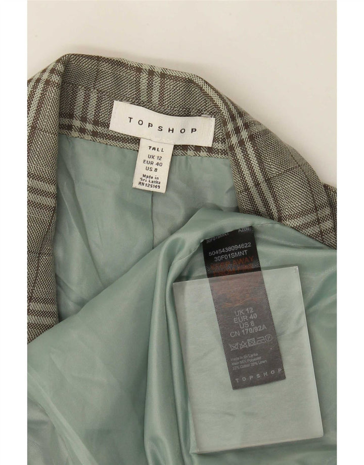 Topshop Chaqueta tipo blazer de doble botonadura para mujer UK 40 Medium Green Check