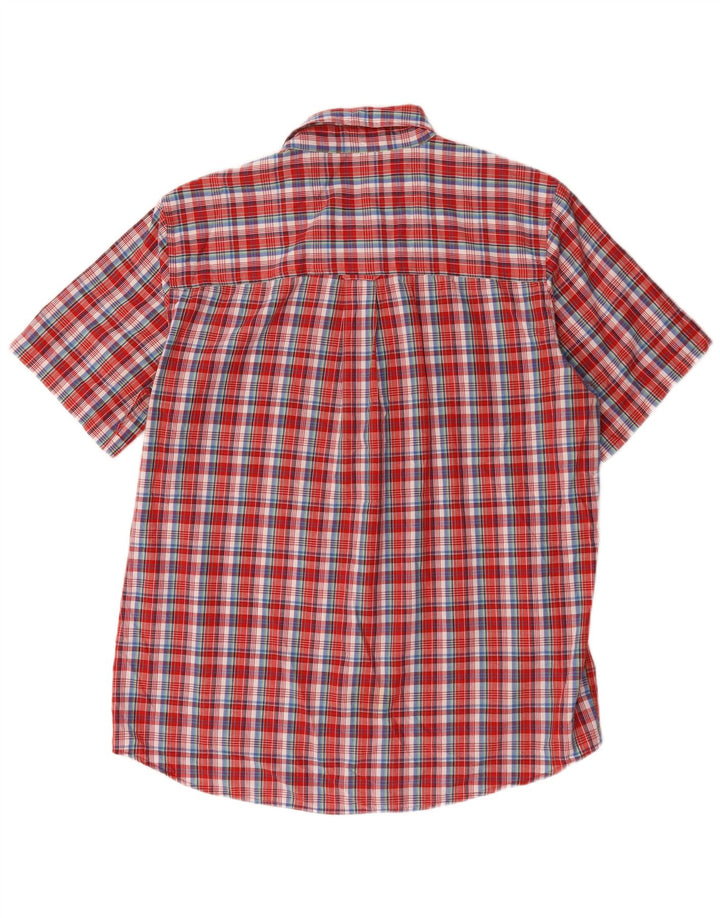 Chaps Camisa de manga corta para hombre de algodón a cuadros rojos grandes