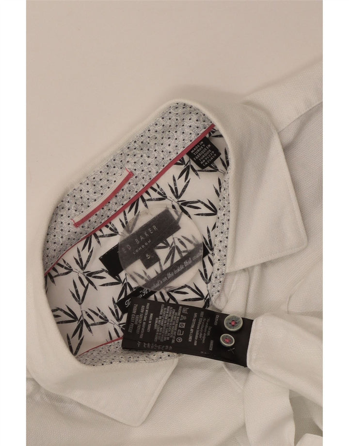 Ted Baker Camisa de manga corta para hombre Talla 5 XL Algodón blanco