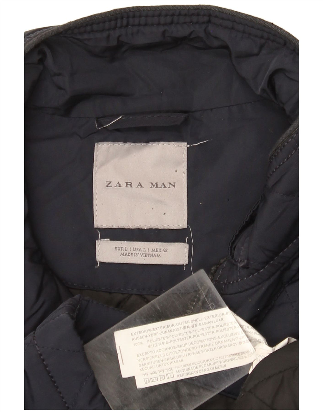 Zara Chaqueta acolchada para hombre UK 40 Large Poliéster azul marino