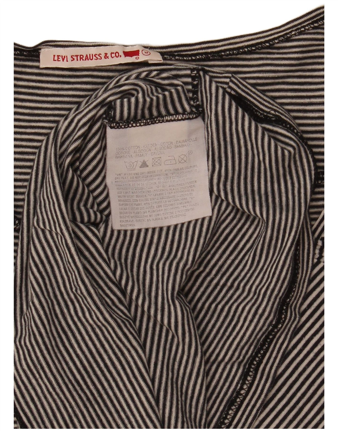 Levi's Top de mujer de manga larga UK 44 Algodón a rayas negro mediano