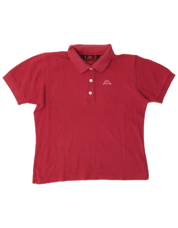 Kappa Polo Corto para Mujer UK 10 Small Borgoña Algodón