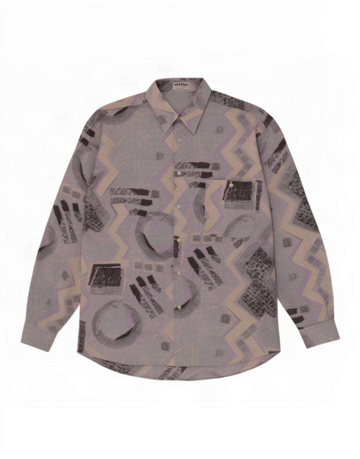 Camisa Vertigo Hombre Large Viscosa Geométrica Azul