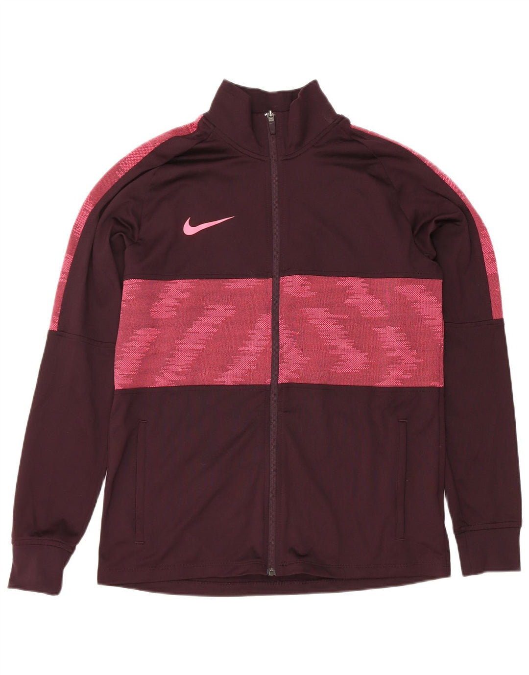 Nike Dri Fit Chándal Top Chaqueta para Hombre Poliéster Geométrico Granate Medio