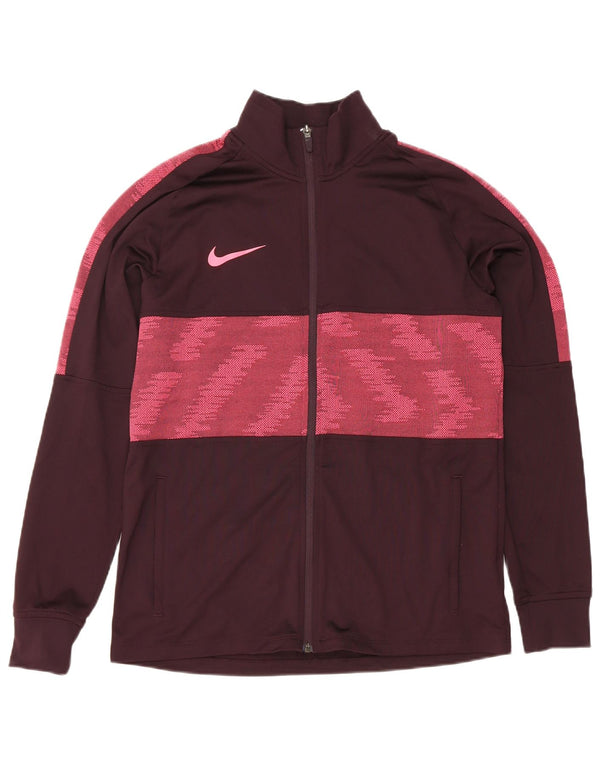 Nike Mens Dri Fit Tracksuit Top Jacket Medium Maroon Geometric Polyester