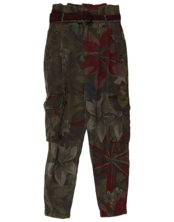 Pantalones Cargo Desigual Mujer Small W27 L28 Festival Floral Verde