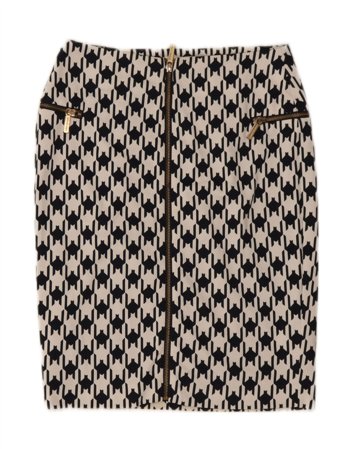 Michael Kors Falda lápiz para mujer US 4 Small W27 Poliéster de pata de gallo negro