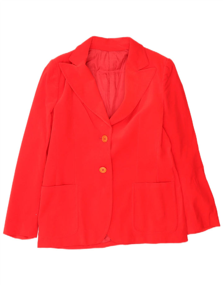 Vintage mujer 2 botones Blazer chaqueta IT 48 XL algodón rojo