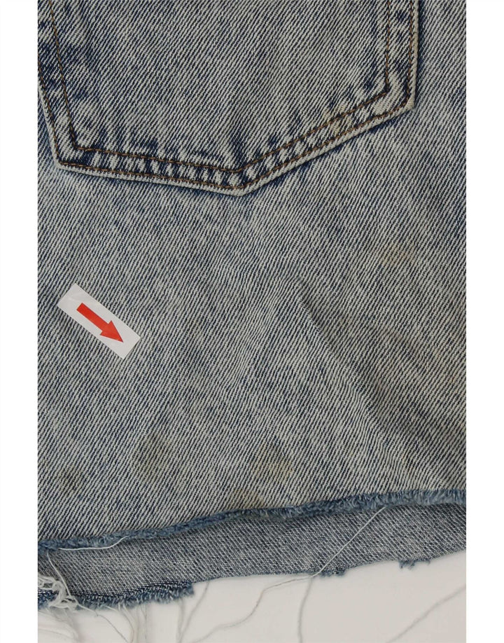 Zara Mujer Minifalda Vaquera Con Lavado Ácido Mediana W28 Azul