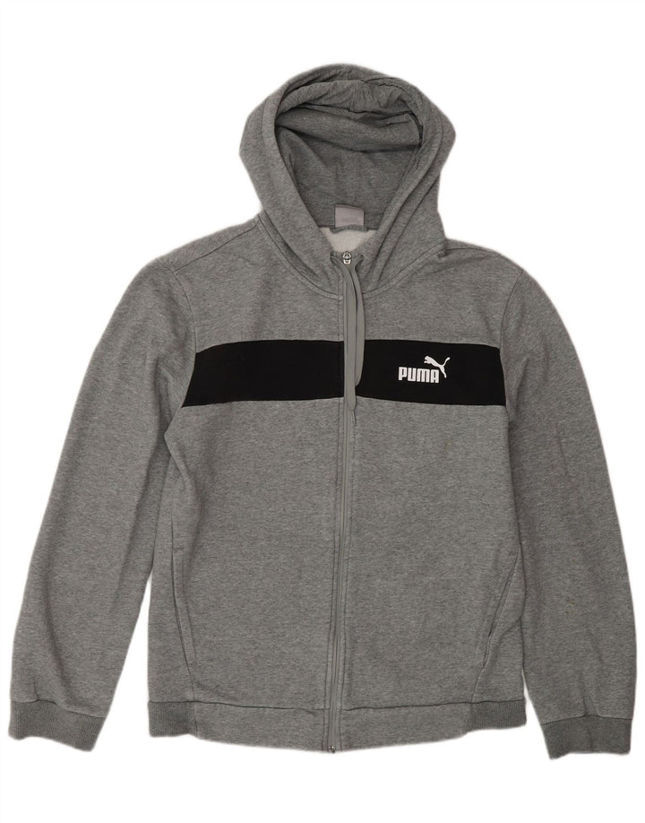 Puma Hombre Sudadera Con Capucha Y Cremallera De Algodón Color Block Gris Medio