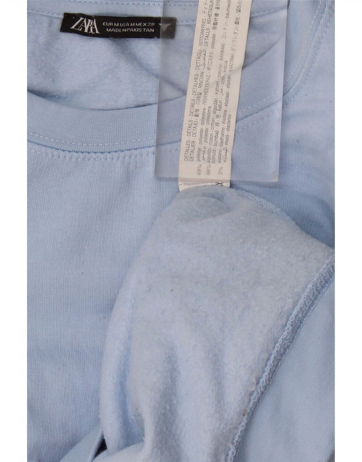 ZARA Womens Sweatshirt Jumper UK 14 Medium Blue Polyester Vintage Zara and Second-Hand Zara from Messina Hembry 