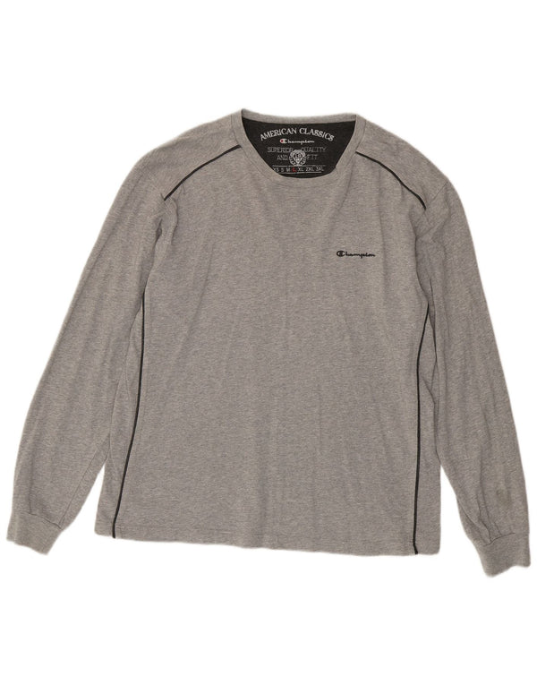 CHAMPION Camiseta de manga larga para hombre de algodón gris grande