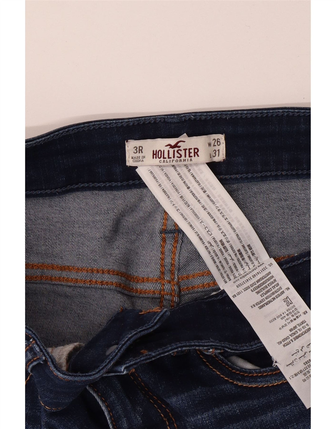 HOLLISTER Jeans ajustados desgastados para mujer US 3 XS W26 L31 Algodón azul