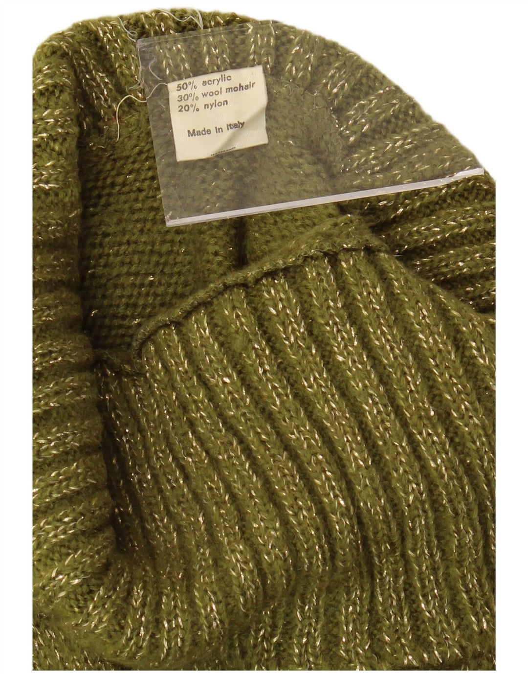 VINTAGE Mujer Roll Neck Jumper Suéter Reino Unido 16 Acrílico moteado verde grande