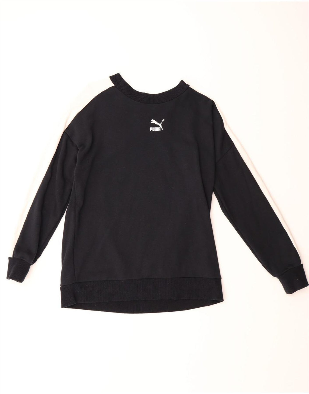 PUMA Mens Sweatshirt Jumper XS Black Colourblock Cotton