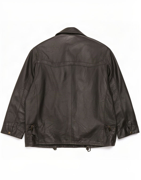 Chaqueta de cuero vintage para hombre Reino Unido 42 XL Negro