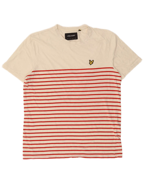 Lyle & Scott Camiseta para hombre Top grande de algodón a rayas blancas