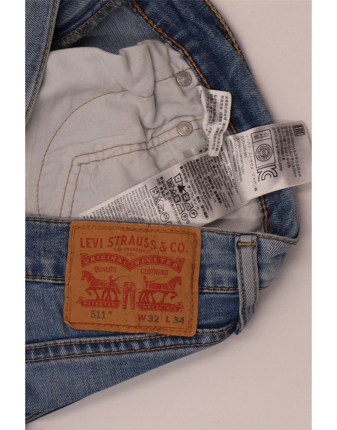 Levi's Hombre 511 Slim Jeans W32 L34 Algodón Azul