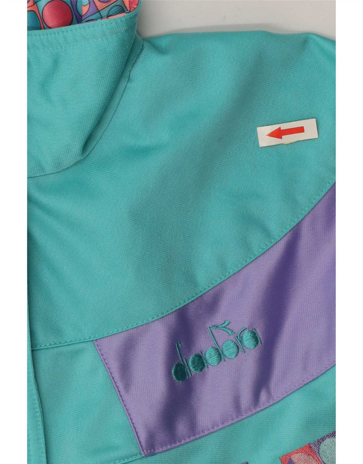 Diadora Chaqueta de chándal para mujer IT 46 Large Turquesa Colorblock