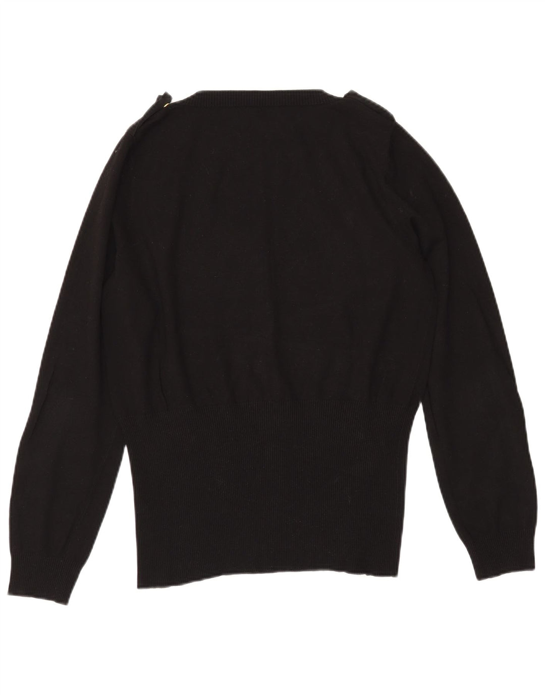 MARELLA Jersey militar con cuello en V para mujer UK 20 2XL Viscosa negra