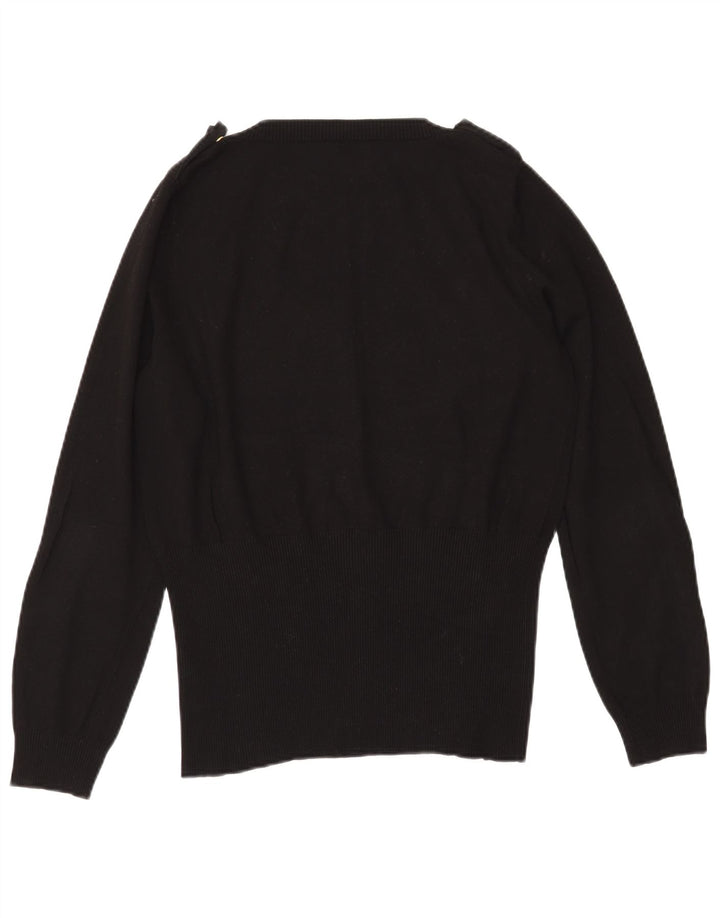 MARELLA Jersey militar con cuello en V para mujer UK 20 2XL Viscosa negra