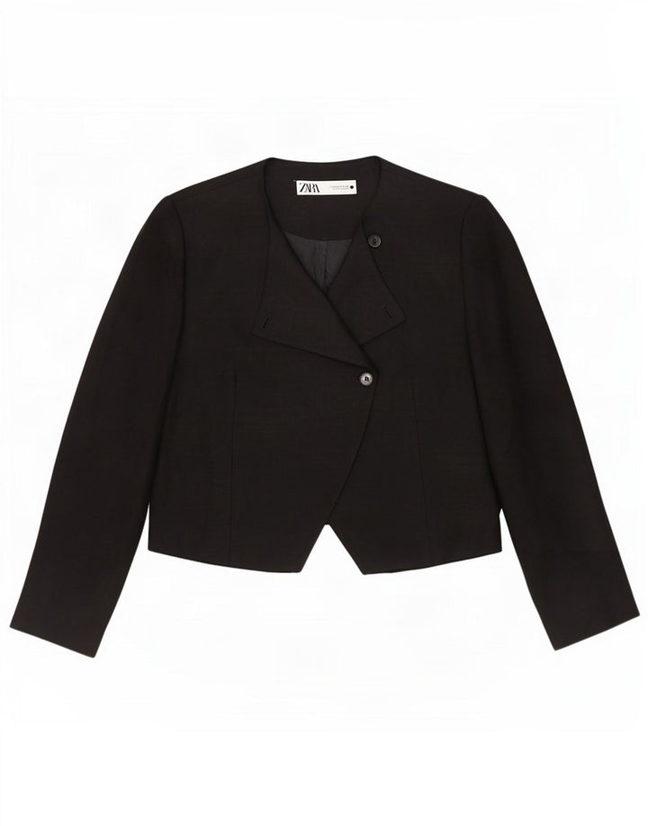 Zara Mujer Chaqueta Blazer De 1 Botón UK 40 XL Viscosa Negra