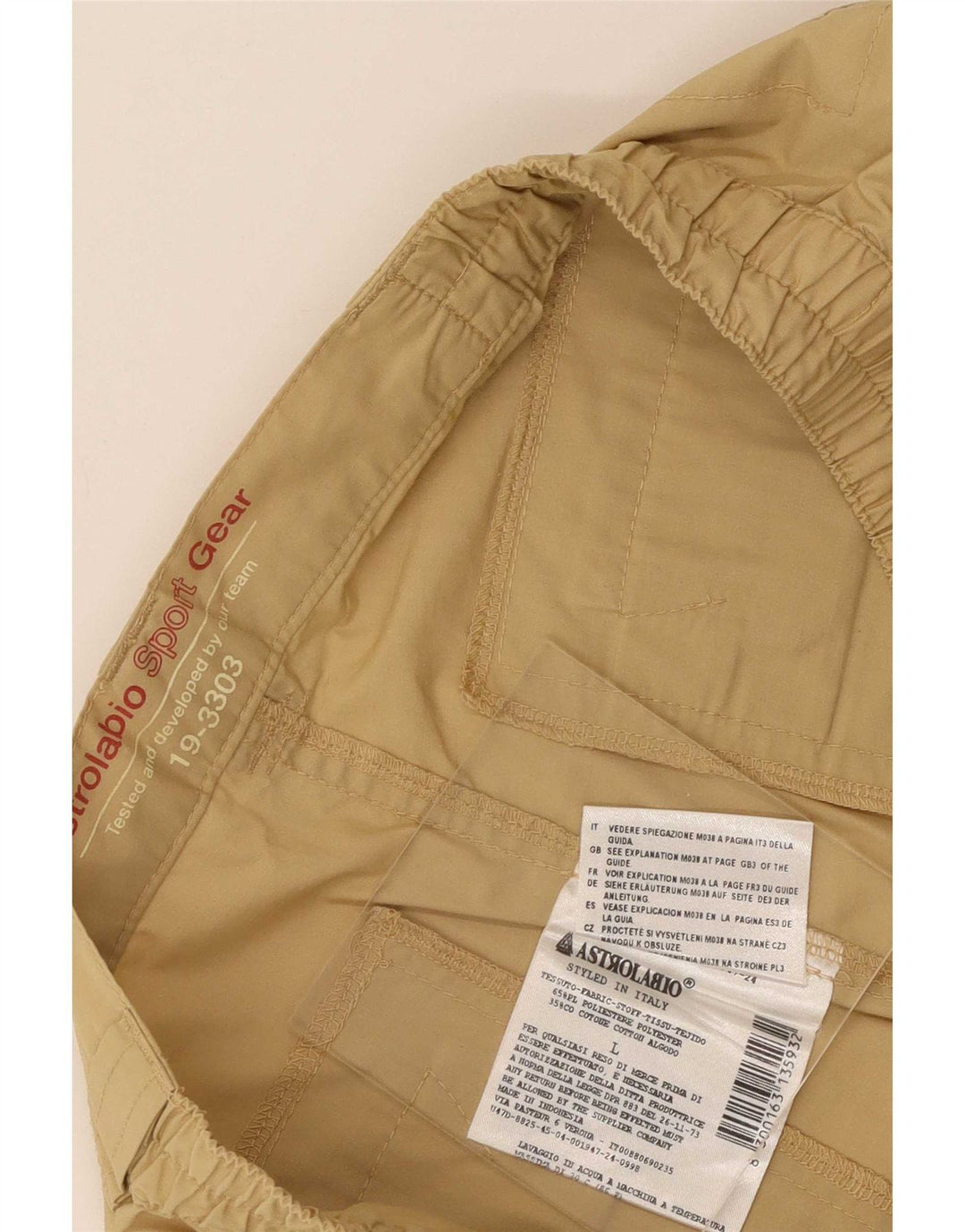 Astrolabio Pantalones cortos chinos para hombre grande W34 poliéster beige