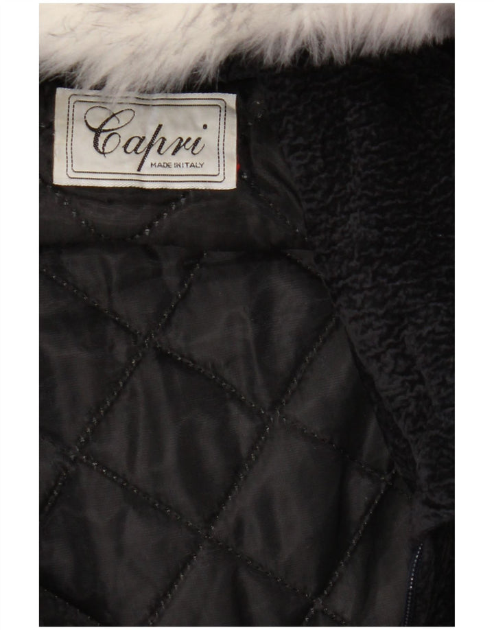 Vintage mujer oversize con capucha abrigo Reino Unido 18 XL Poliéster azul marino