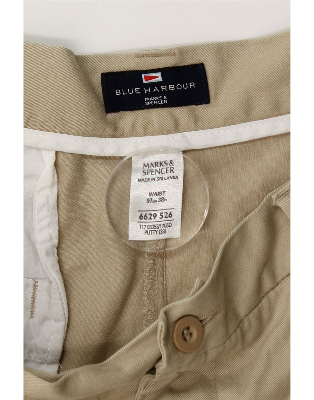 MARKS & SPENCER Pantalones cortos cargo Harbor azul para hombre W38 XL Algodón beige